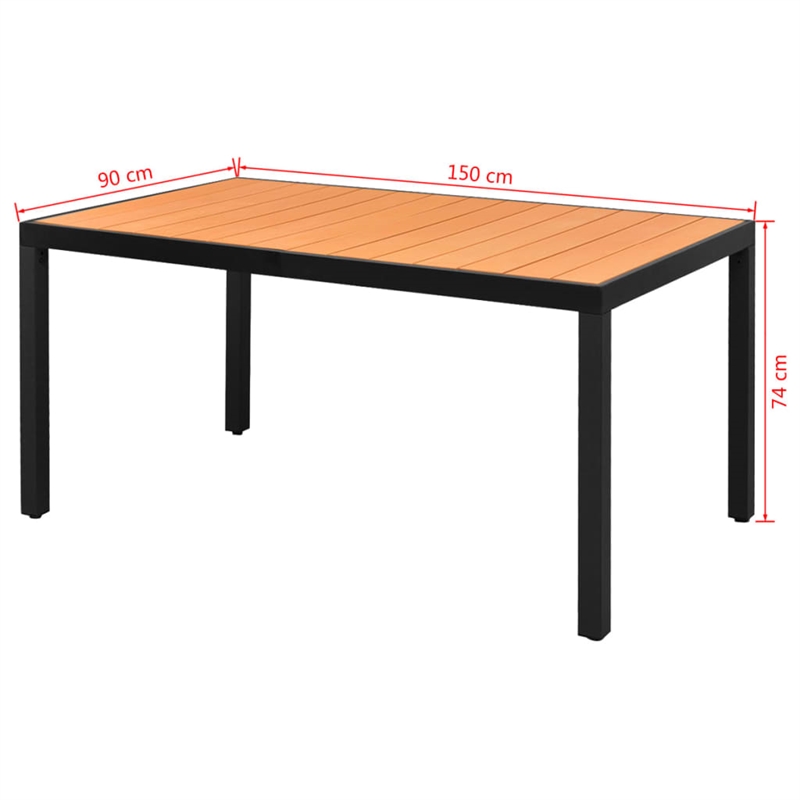 vidaXL Aluminum Garden Dining Table in Brown