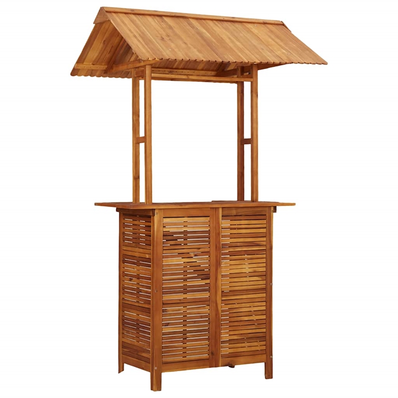 vidaXL Solid Acacia Wood Bar Table in Natural/Brown