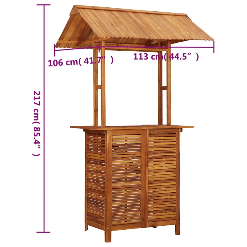 vidaXL Solid Acacia Wood Bar Table in Natural/Brown
