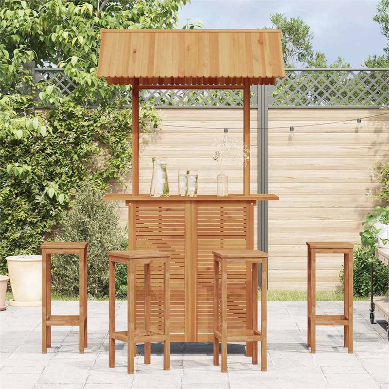 vidaXL Solid Acacia Wood Bar Table in Natural/Brown