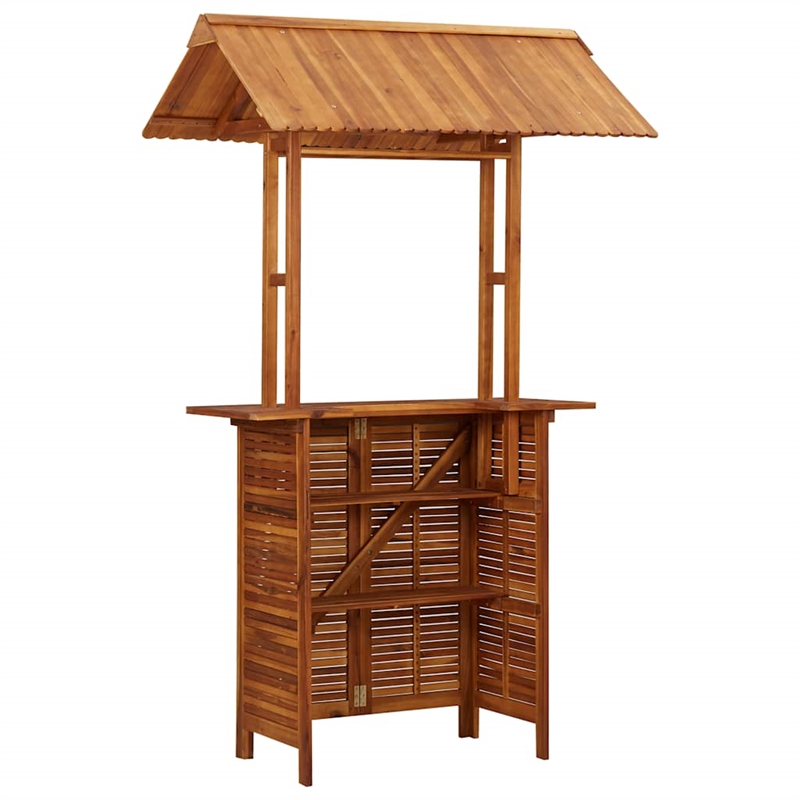 vidaXL Solid Acacia Wood Bar Table in Natural/Brown