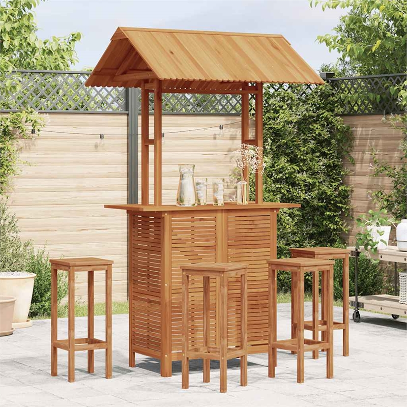 vidaXL Solid Acacia Wood Bar Table in Natural/Brown