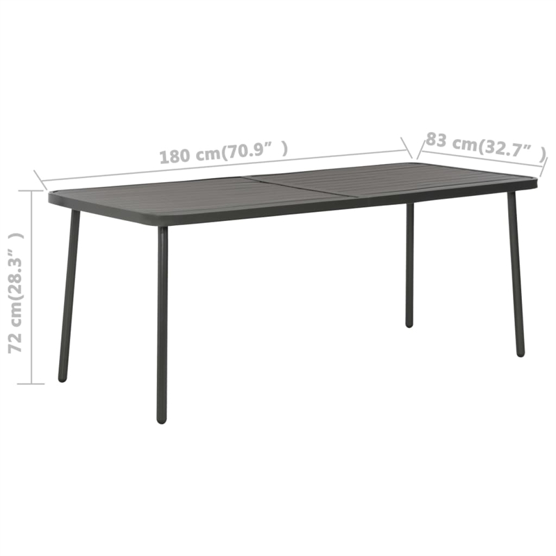 vidaXL E Coated Steel Outdoor Dining Table in Dark Gray