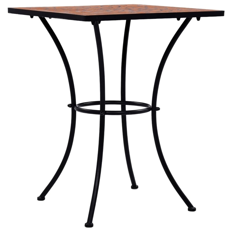 vidaXL Ceramic with Powder Coated Iron Table in Terracotta