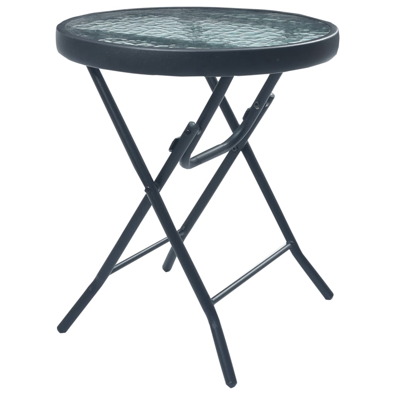 vidaXL Powder Coated Steel Bistro Table in Black and Transparent