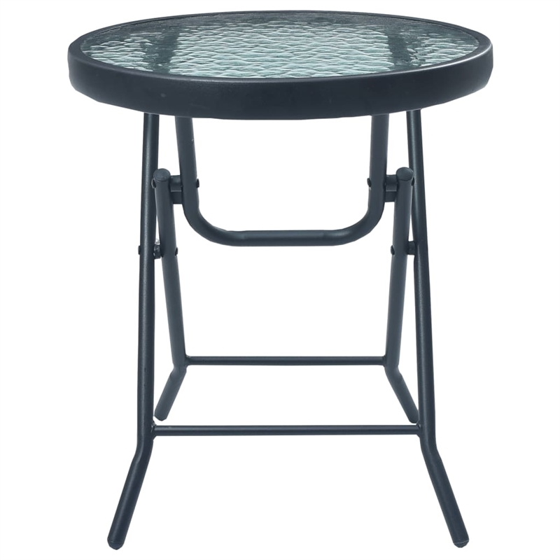 vidaXL Powder Coated Steel Bistro Table in Black and Transparent