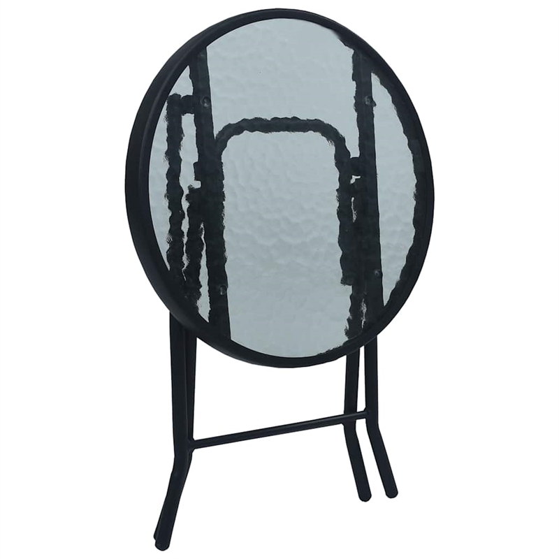 vidaXL Powder Coated Steel Bistro Table in Black and Transparent