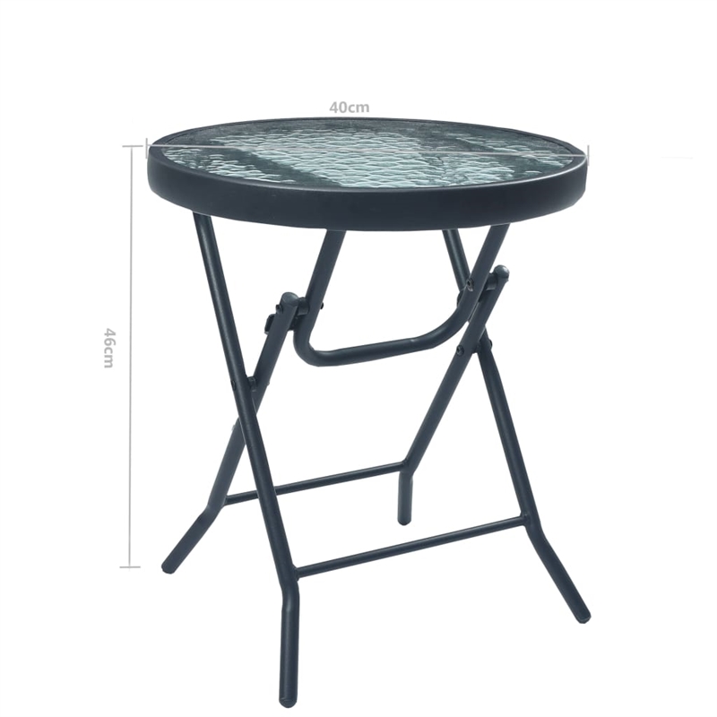 vidaXL Powder Coated Steel Bistro Table in Black and Transparent