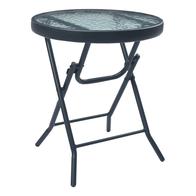 vidaXL Powder Coated Steel Bistro Table in Black and Transparent