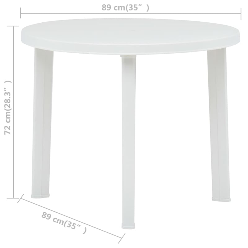 vidaXL Plastic Medium Lightweight Garden Dining Table in White