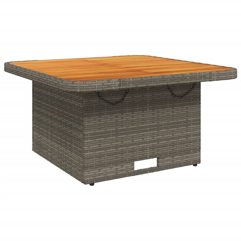 vidaXL PE Rattan Medium Height-Adjustable Garden Dining Table in Gray