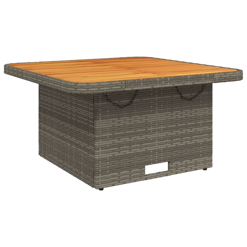 vidaXL PE Rattan Medium Height-Adjustable Garden Dining Table in Gray