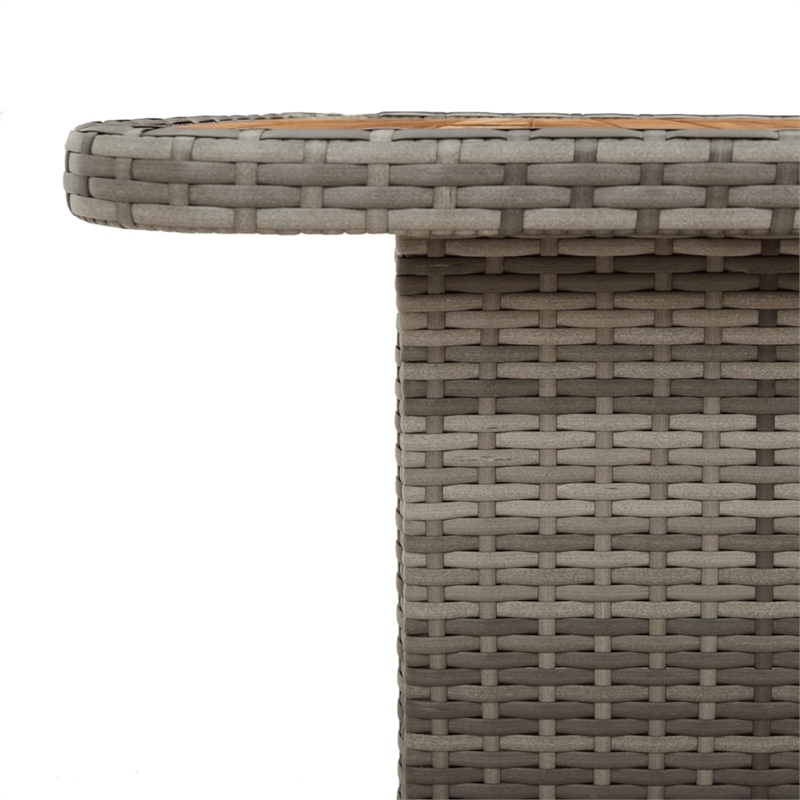 vidaXL PE Rattan Medium Height-Adjustable Garden Dining Table in Gray