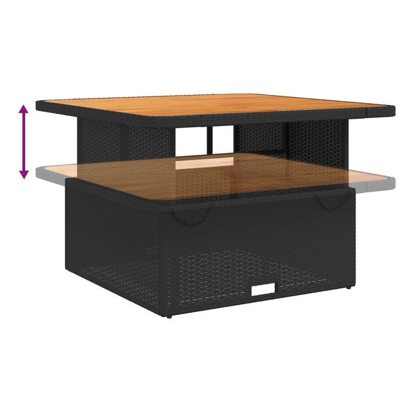 vidaXL PE Rattan Medium Garden Dining Table in Black/Brown