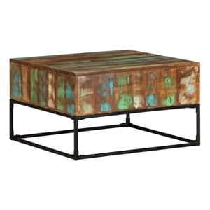 vidaXL 26.8&quot Square Solid Reclaimed Wood Industrial Coffee Table Multicolor