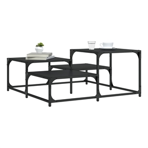 vidaXL 34.4&quot Square Engineered Wood Adjustable Feet Coffee Table in Black