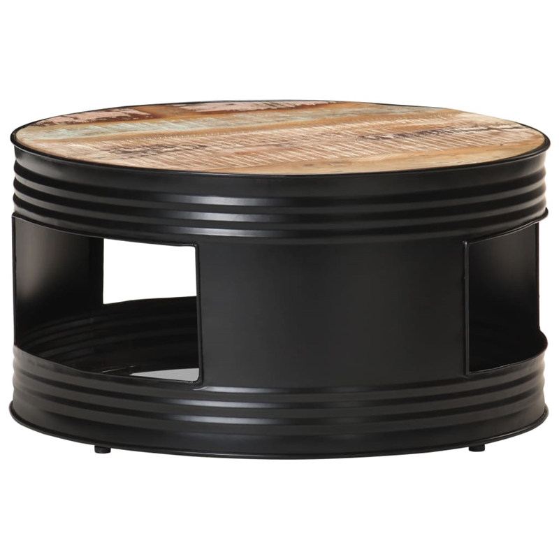 vidaXL Round Solid Reclaimed Wood Powder-Coated Coffee Table Multicolor