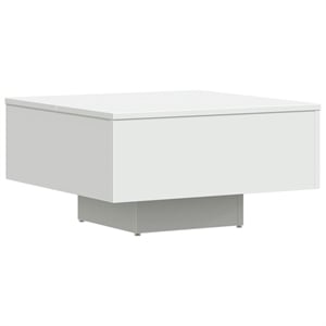 vidaXL 23.6&quot Square Engineered Wood Lacquered Coffee Table in White