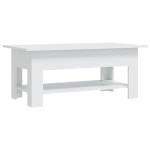 vidaXL 40.2&quotx21.7&quot Rectangular Chipboard Storage Shelf Coffee Table in White
