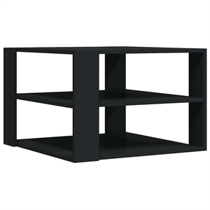 vidaXL 23.4&quot Square Engineered Wood 3-Shelf Coffee Table in Black
