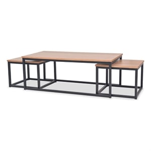vidaXL 47.2&quotx23.6&quot Rectangular Solid Ash Wood Stackable 3-Piece Coffee Table