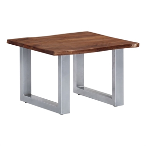 vidaXL 23.6&quot Square Solid Acacia Wood Live Edge Coffee Table in Brown
