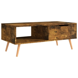 vidaXL 39.4&quot Rectangular Engineered Wood 2-Shelf Coffee Table in Smoked Oak