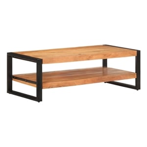 vidaXL 47&quot Rectangular Solid Acacia Wood Coffee Table in Brown