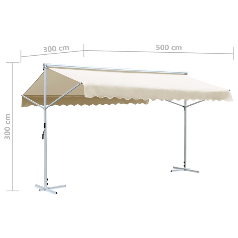 vidaXL Large Foldable Awning with Powder-coated Steel in Cream