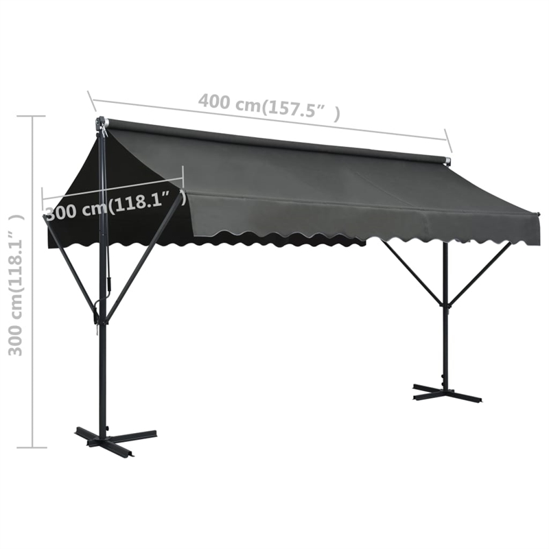 vidaXL Awning with Anthracite Powder-Coated Steel in Dark Grey