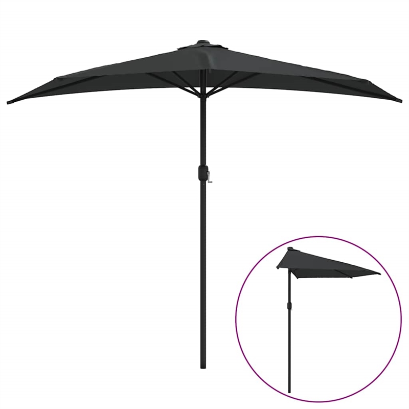 vidaXL Aluminum Balcony Umbrella in Black
