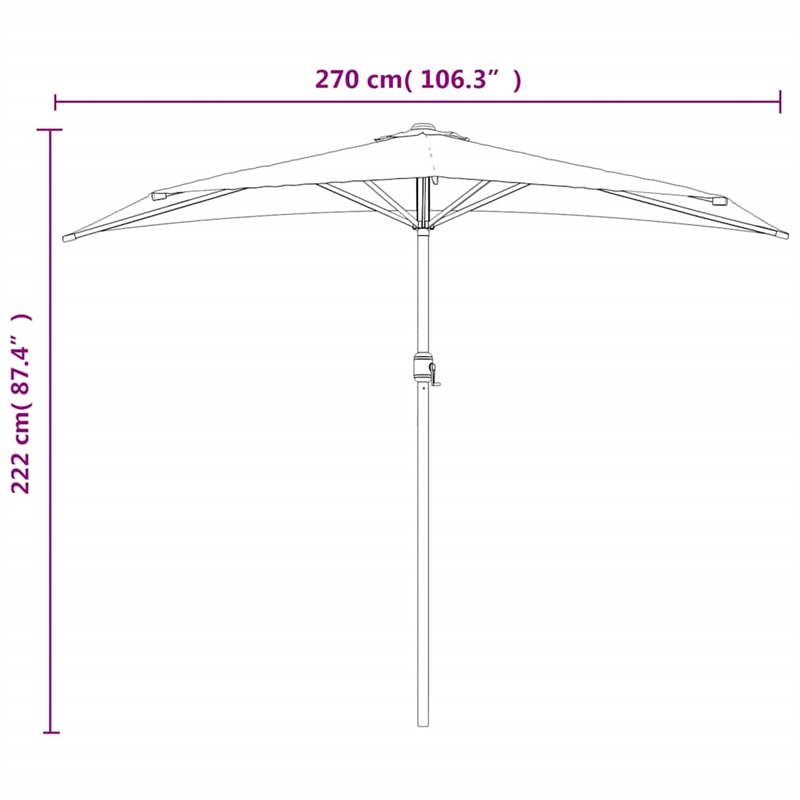 vidaXL Aluminum Balcony Umbrella in Black