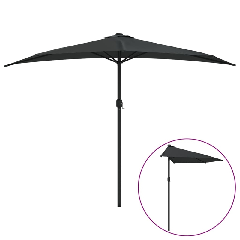 vidaXL Aluminum Balcony Parasol in Black