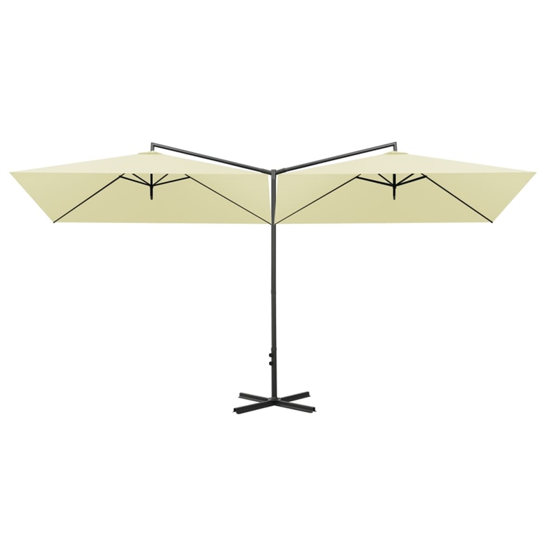 vidaXL Garden Parasol with Powder-Coated Steel in Sand