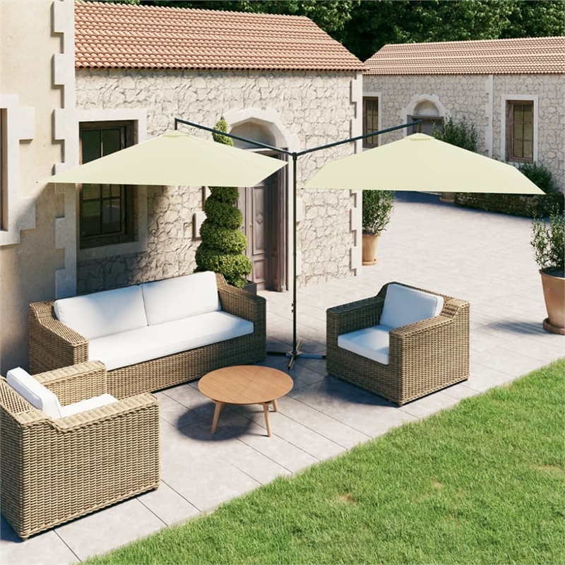 vidaXL Garden Parasol with Powder-Coated Steel in Sand