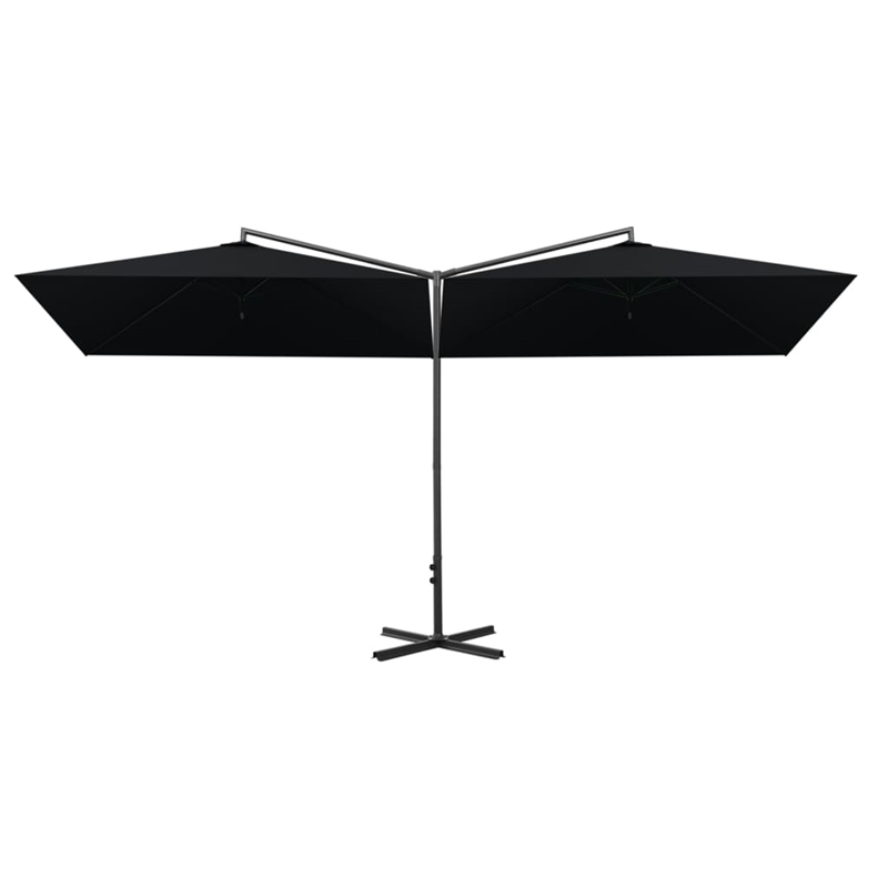 vidaXL Foldable Garden Parasol with Powder-Coated Steel in Black