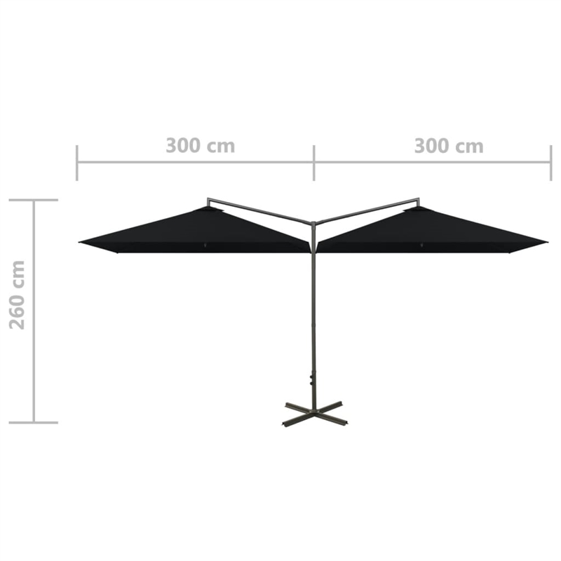 vidaXL Foldable Garden Parasol with Powder-Coated Steel in Black