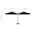 vidaXL Foldable Garden Parasol with Powder-Coated Steel in Black