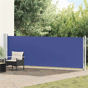 vidaXL Side Awning with Powder-Coated Steel in Blue and Grey