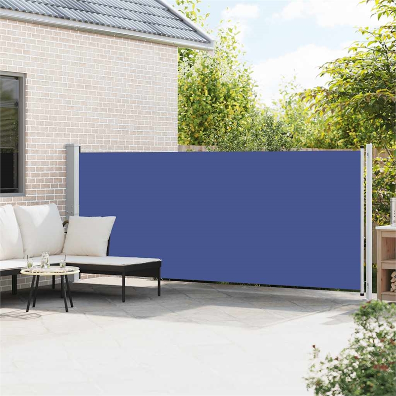 vidaXL Side Awning with Powder-Coated Steel in Blue