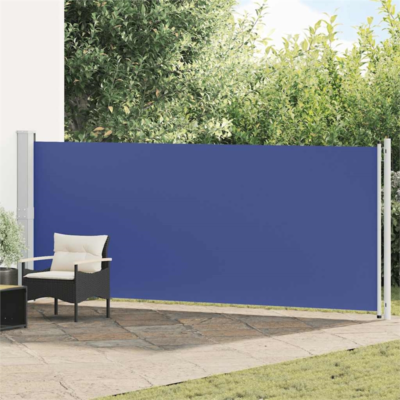 vidaXL Side Awning with Powder-Coated Steel in Blue