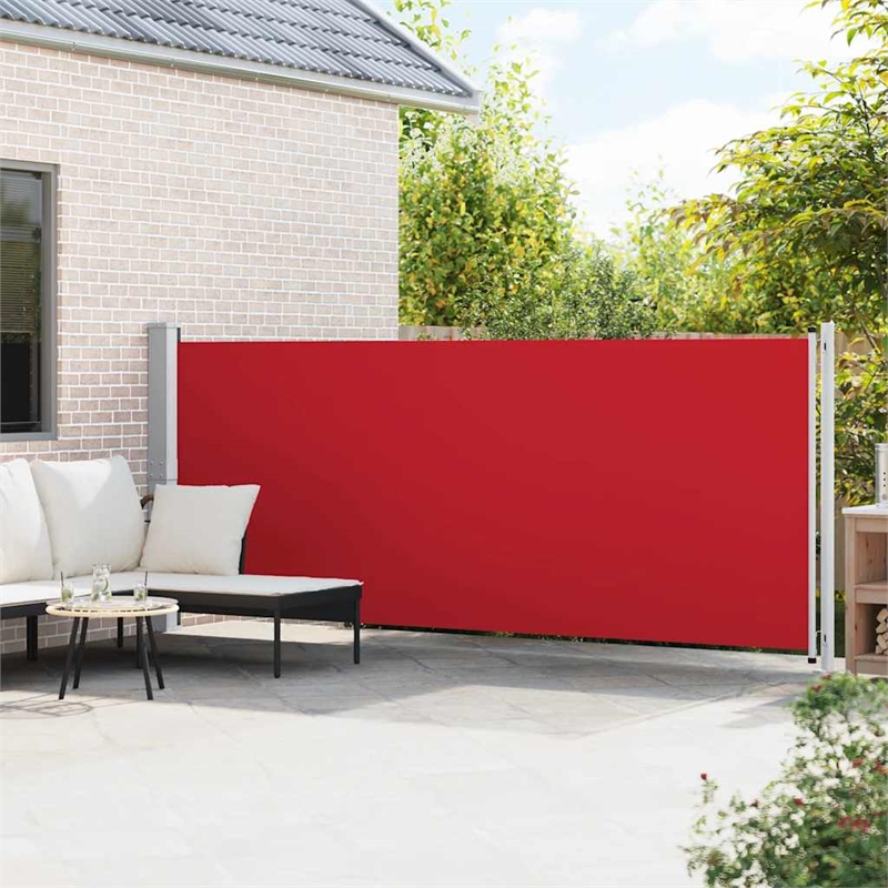 vidaXL Side Awning with Powder-Coated Steel in Red