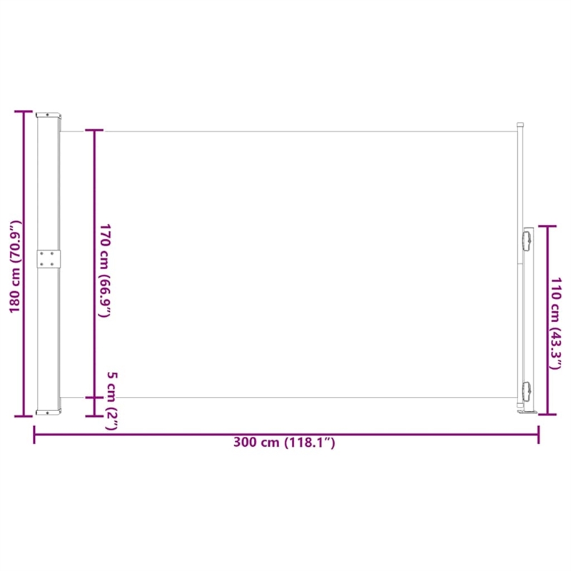 vidaXL Side Awning with Powder-Coated Steel in Brown