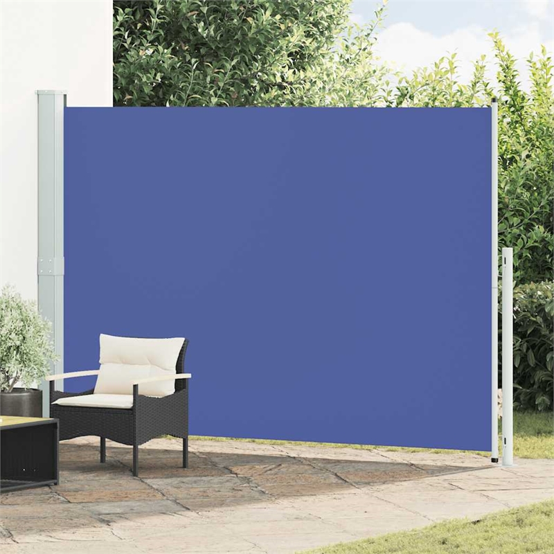 vidaXL Side Awning in Blue and Grey
