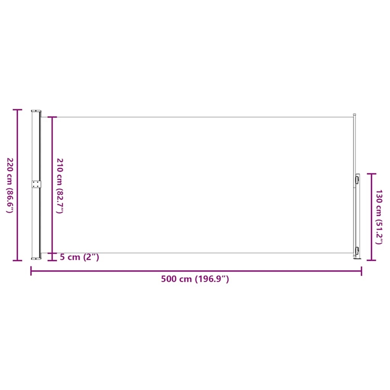vidaXL Large Side Awning with Powder-Coated Steel in Grey