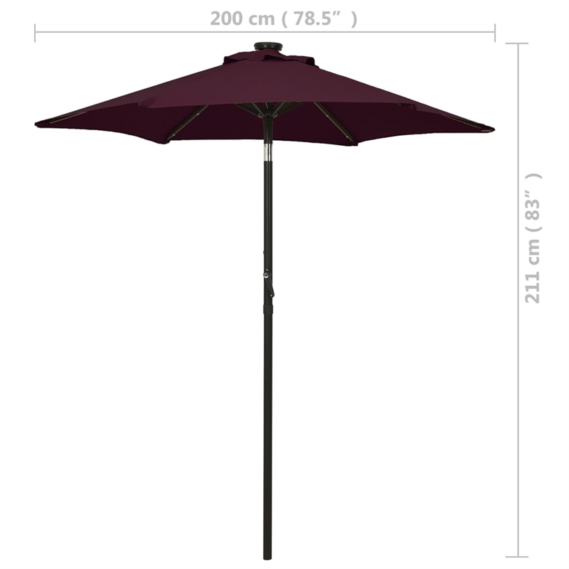 vidaXL Aluminum Garden Parasol in Bordeaux Red and Dark Gray