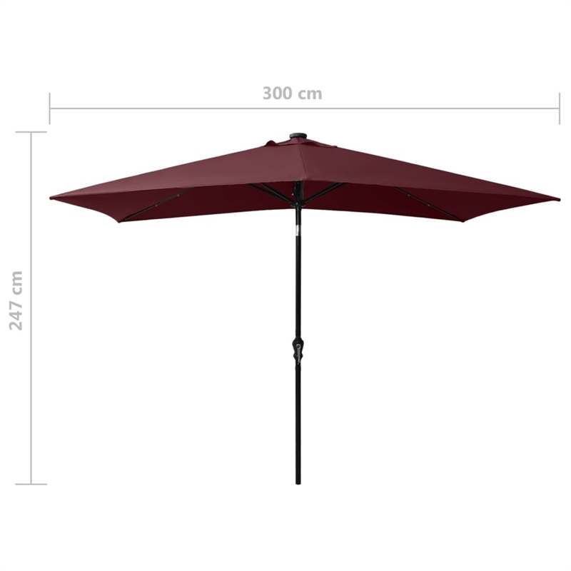 vidaXL Garden Parasol with Powder-Coated Steel in Bordeaux Red