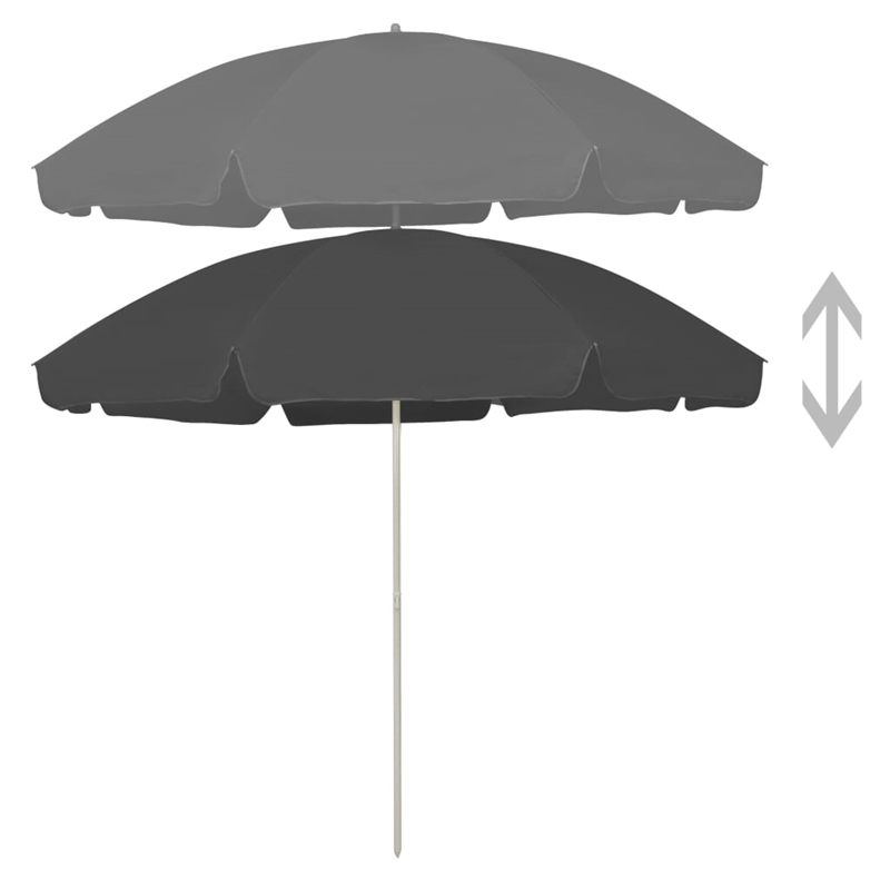 vidaXL Large Tiltable Beach Parasol in Anthracite