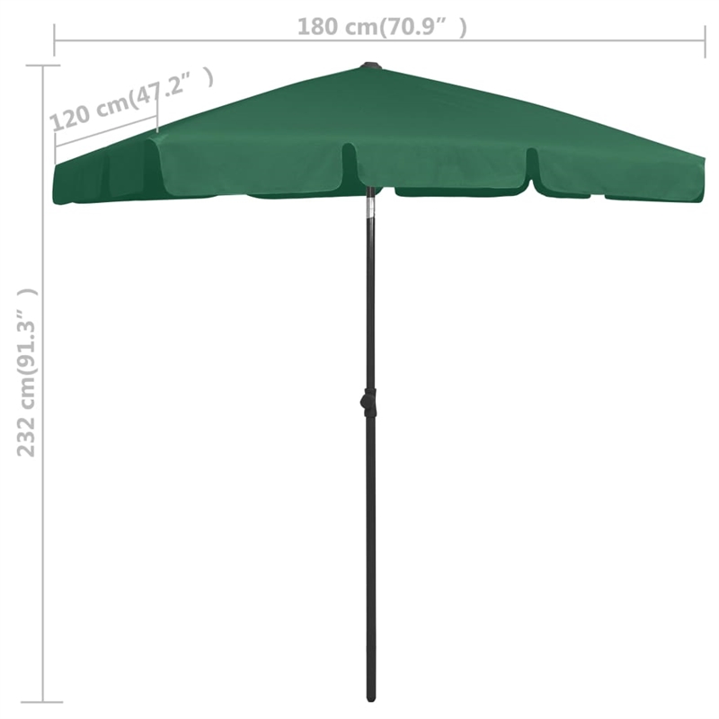 vidaXL Tiltable Beach Parasol in Green