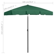 vidaXL Tiltable Beach Parasol in Green